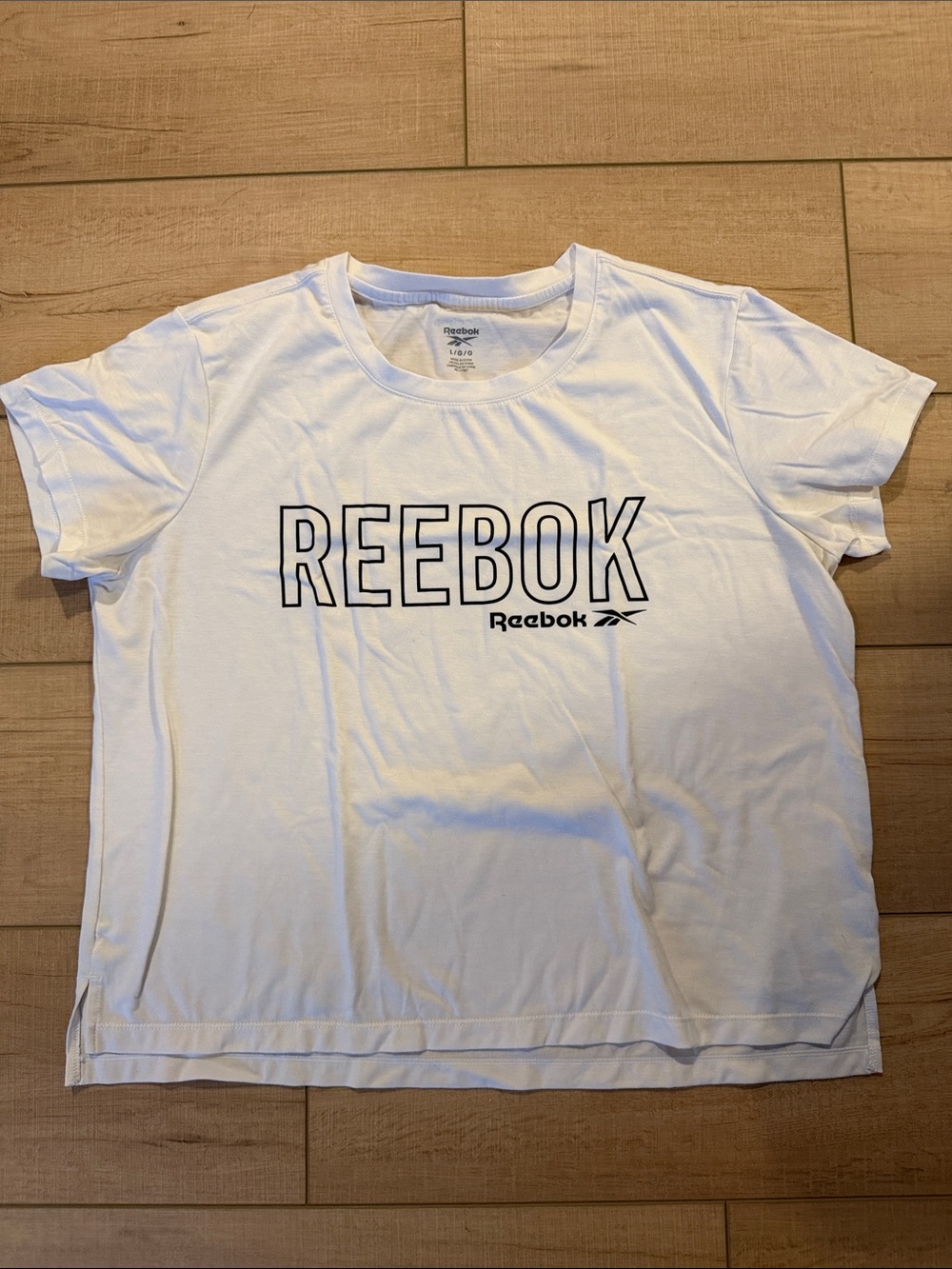 Reebok White Short Sleeve Logo Tee with Black Print